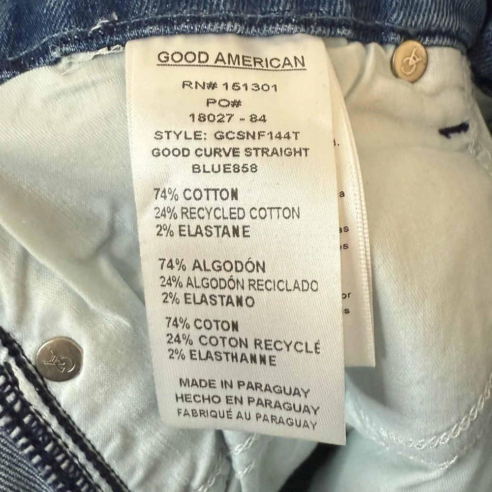 NEW GOOD AMERICAN Good Curve Straight Blue 858 Straight Leg Stretch Comfy Jeans